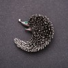 Pangolin Brooch with Green Rhinestones 43x43mm, Gray Metal