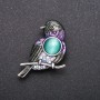 Brooch Bird Purple Rhinestones Chameleon Color Metal "Grey" 40x25mm