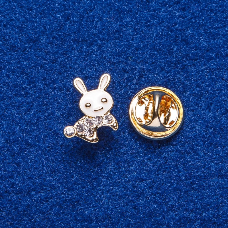 Pin with a screw back "Little Bunny" 1.4×1.2 cm, gold-tone metal