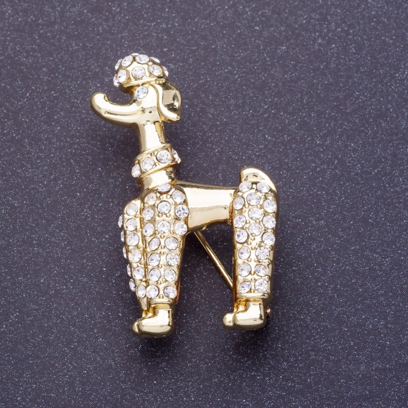 Brooch "Royal Poodle" 2x4 cm metal color lemon gold