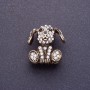 Brooch "Diamond Dog" 2.5 cm, metal color blackened gold