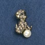 Brooch "Puppy with Ball" 3.5x2 cm blackened gold color