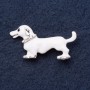 Brooch "Dachshund Albino" 4x2 cm with rhinestones, white enamel, gray metal