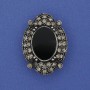 Brooch with Black Agate (imitation) “Antique” metal color “silver” 3.3 cm