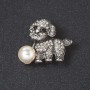 Brooch "Puppy with Ball" metal color "silver" 2.8 cm