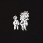 Miniature Brooch 'Royal Poodle' in Rhinestones, metal color "silver" 1.5 cm