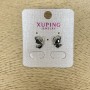Xuping Rhodium Plated Stud Earrings with Black Crystals, 12x8 mm