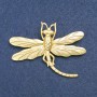 Brooch Dragonfly Golden Metal 75x55mm +