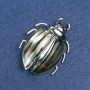 Brooch Beetle silver-toned metal enamel with black crystals 58x24mm +