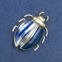 Brooch Beetle with blue enamel and black crystals gold-toned metal 58×24mm +