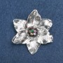 Brooch Flower with Silver-colored metal and multicolor rhinestones 50mm +