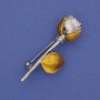 Brooch Rose White and Yellow Enamel Gold-tone Metal 42×16mm