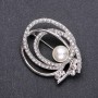 Pearl Brooch with White Silver Color 57x30mm
