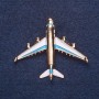 Brooch "Plane" white and blue enamel with gold-tone metal 4x5 cm