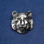 Brooch Tiger Silver-Tinish Metal with Black Rhinestones 35mm +