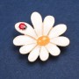 Brooch Daisy Amber gold-tone metal and enamel 50x54mm +