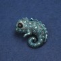 Brooch Chameleon gold-toned metal, enamel and rhinestones 42x30mm +
