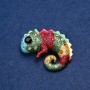 Brooch Chameleon Gold-tone Metal, Enamel and Rhinestones 42x30mm +