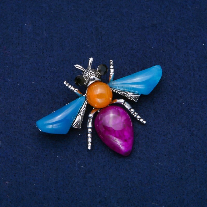Brooch Butterfly in Silver Metal 47x62 mm +