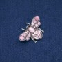 Brooch Butterfly, Cat's Eye, pink rhinestones, silver metal 40x20mm +