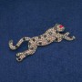 Leopard Brooch with Gold-Tone and Black Rhinestones, Gold-Tone Metal 78x30mm +