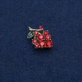 Brooch-Pendant Grapes, golden metal with red stones 29×20mm +