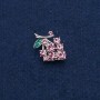 Brooch-Pendant Grapes, silver-colored metal with pink stones 29x20mm +