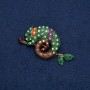 Brooch Chameleon Gold-tone Metal with Gasoline (Gasoline) Rhinestones 63x35mm +
