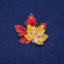Brooch Leaves with Enamel, 44x46mm, golden metal