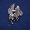 Brooch Pegasus 45x70mm, silver-colored metal
