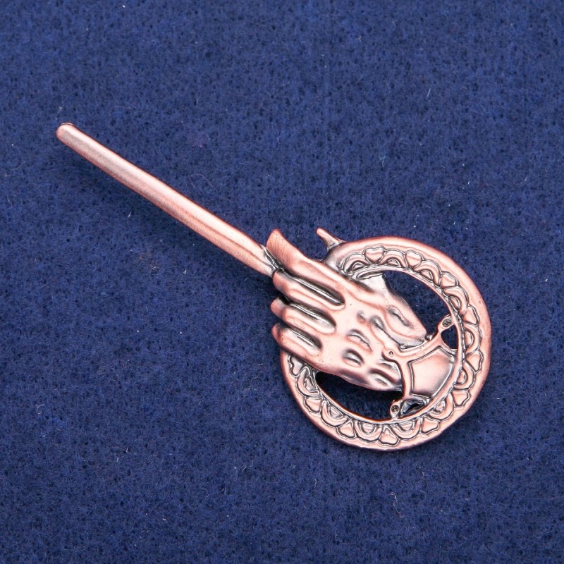 Brooch Pendant King's Right Hand 31x71mm, copper metal color