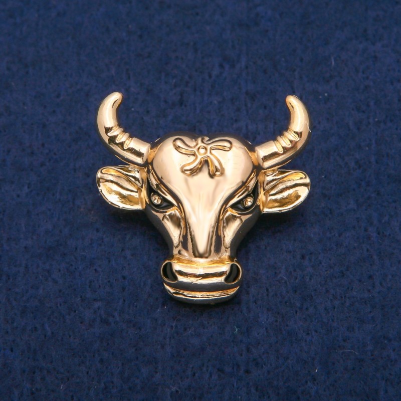 Brooch Head of a Bull, gold-toned metal, 34x35mm
