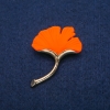 Tag Leaf Orange Matte Enamel, Golden Metal 33x47mm