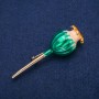 Brooch Poppy Green Enamel, Golden Metal 20x65mm