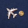 Brooch "Airplane" 27x30mm brown stripe metal color "gold"