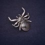Brooch Spider 40x40mm rhinestones enamel color black metal silver