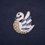 Brooch Swan white-blue enamel, golden metal 30x28mm