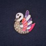 Brooch Swan in multicolor enamel, golden metal 30x28mm