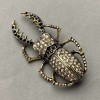 Spring Bug Brooch with Rhinestones Gold-Tone Metal 28x57mm