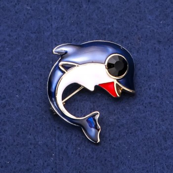 Brooch Blue Orca 37x38mm
