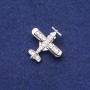 Brooch Aircraft with Rhinestones, Silver Metal 28×28 mm