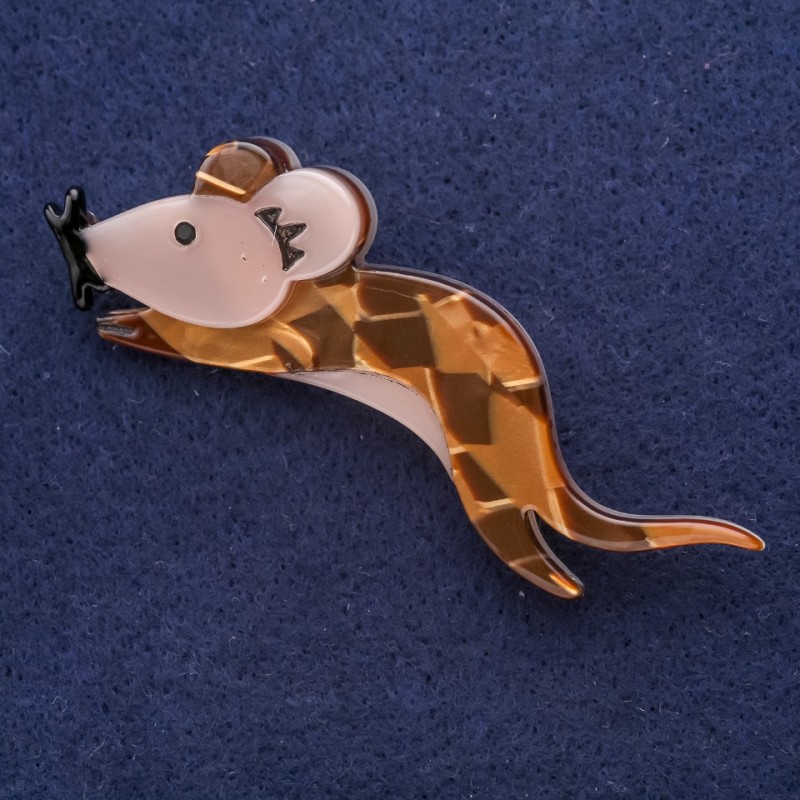 Brooch Misha with mother-of-pearl 75x24mm gray metal