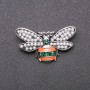 Brooch Bee Green and Orange Enamel Gray Metal 40x25mm