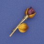 Brooch Flower Rose burgundy and yellow enamel on gold-tone metal 42x16mm