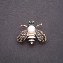 Brooch Butterfly white and black enamel 33x28mm yellow metal