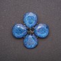 Brooch with blue aquarium effect Four-leaf clover gray metal 37x45mm