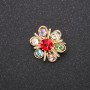Brooch, Accent series, multicolor metal color, yellow, 18mm