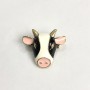 Brooch Head of the Bull with Enamel, Gold-Tone Metal 25x28mm