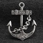 Brooch Anchor Silver-Toned Metal and Rhinestones 40x30mm +