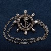 Brooch Steering Wheel with Chain Silver Metal 30mm +